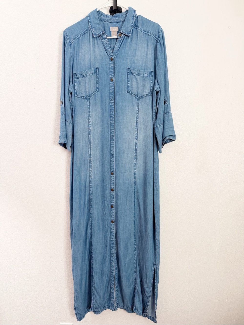 Chico’s | Chambray Button Front Maxi Dress Size 2